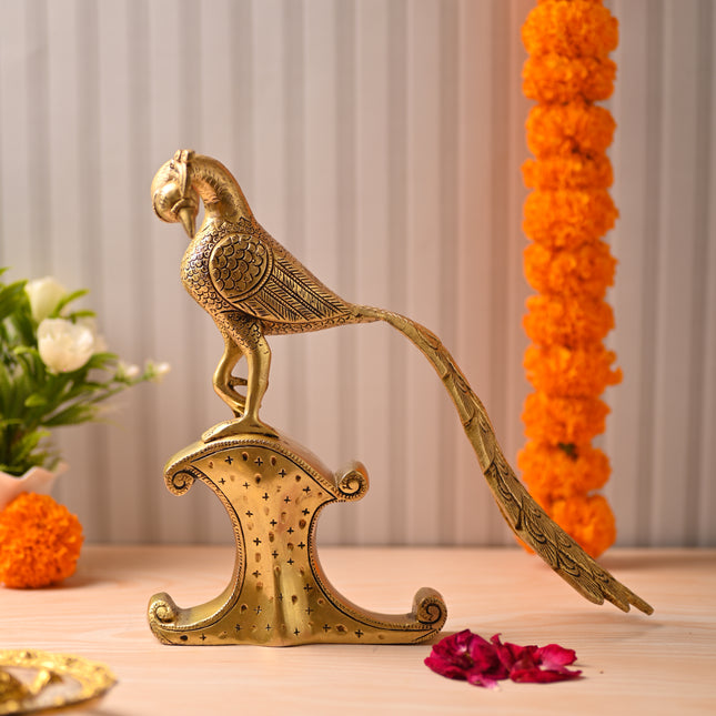 Brass Handcrafted Peacock Figurine – Traditional Indian Brass Decor (11 Inch)