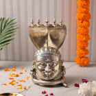 Brass Silver-Plated Shiva Head with Sheshnaag (9.5 Inch)