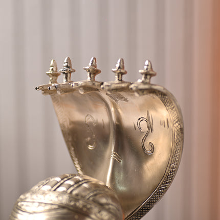Brass Silver-Plated Shiva Head with Sheshnaag (9.5 Inch)