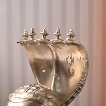 Brass Silver Plated Shiva Head with Sheshnaag (9.5 Inch)