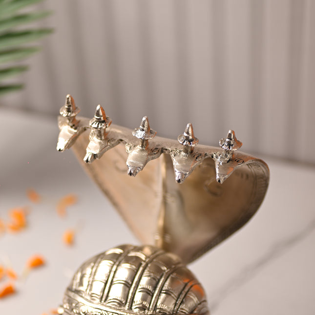 Brass Silver Plated Shiva Head with Sheshnaag – Divine Traditional Brassware (9.4 Inch)