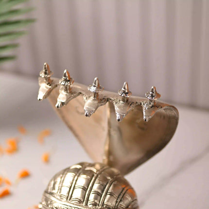 Brass Silver Plated Shiva Head with Sheshnaag (9.4 Inch)