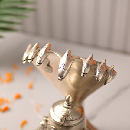 Brass Silver Plated Shiva Head with Sheshnaag – Divine Traditional Brassware (9.4 Inch)