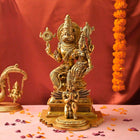 Brass Sitting Lakshmi Narasimbha and Garuda Idol (16.4 Inch)