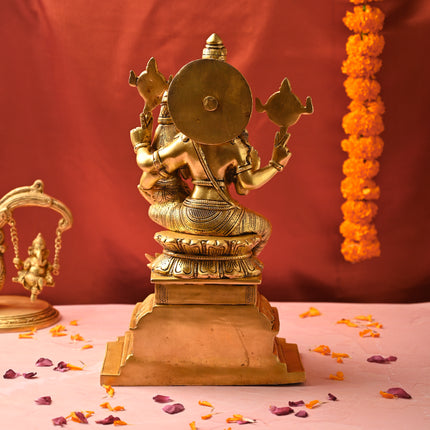 Brass Lakshmi Narasimbha and Garuda Idol – Divine Decor (16.4 Inch)