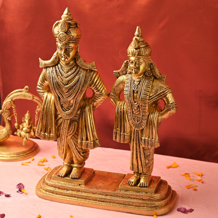 Brass Handcrafted Vitthal Rukmini Statue – Divine Traditional Decor (18.5 Inch)