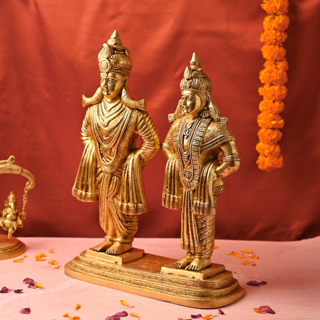 Brass Handcrafted Vitthal Rukmini Statue – Divine Traditional Decor (18.5 Inch)