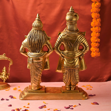 Brass Handcrafted Vitthal Rukmini Statue – Divine Traditional Decor (18.5 Inch)