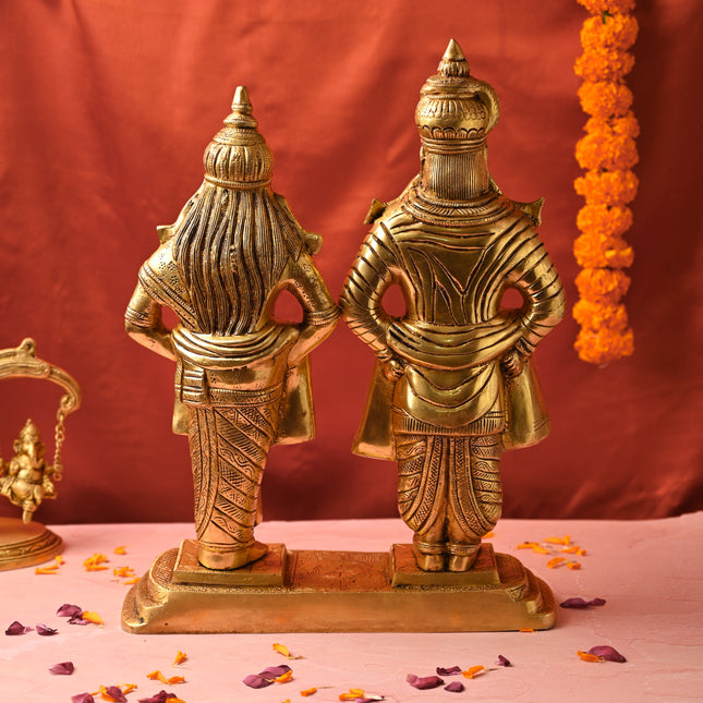 Brass Handcrafted Vitthal Rukmini Statue – Divine Traditional Decor (18.5 Inch)