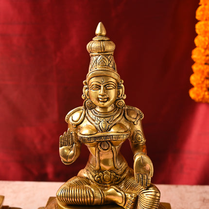 Brass Shiva & Parvati Sitting Idol Set – Premium Decor (16.5 Inch)