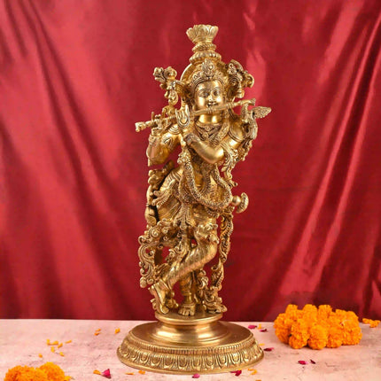 Brass Standing Krishna Idol (26 Inch)