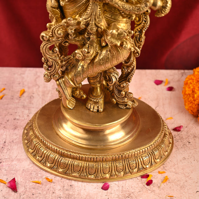 Brass Standing Krishna Idol – Premium Decor (26 Inch)
