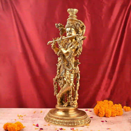Brass Standing Krishna Idol (26 Inch)