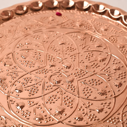 Copper Handcrafted Pooja Thali (21 inch)