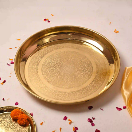 Brass Handcrafted Parat – Traditional Indian Brassware for Elegant Serving (23 Inch)