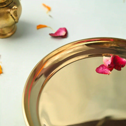 Brass Elegant Plain Thali – Traditional Indian Brassware for Everyday Dining (7.1 Inch)