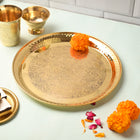 Brass Hammered Thali – Traditional Indian Brassware for Dining Elegance (11.2 Inch)