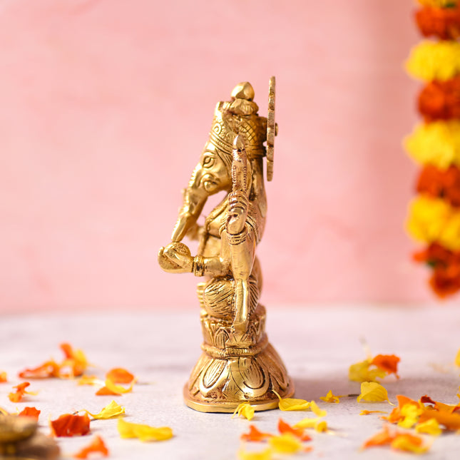 Brass Sitting Lord Ganesha Idol (6.5 Inch)