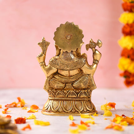 Brass Sitting Lord Ganesha Idol (6.5 Inch)