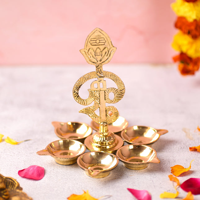 Brass Vel Six Petal Diya (6 Inch)