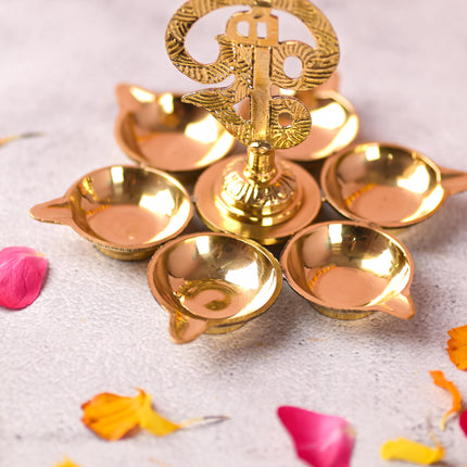 Brass Vel Six Petal Diya (6 Inch)