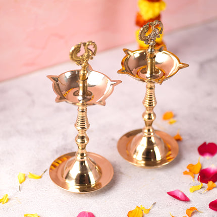 Brass Peacock Samai/Diya Pair