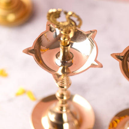 Brass Peacock Samai/Diya Pair