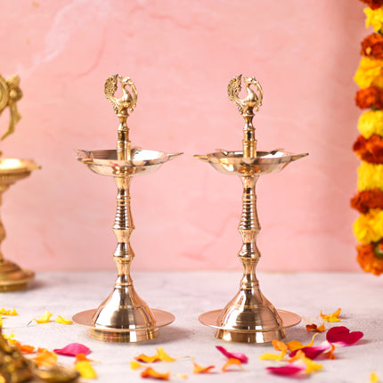 Brass Peacock Samai/Diya Pair