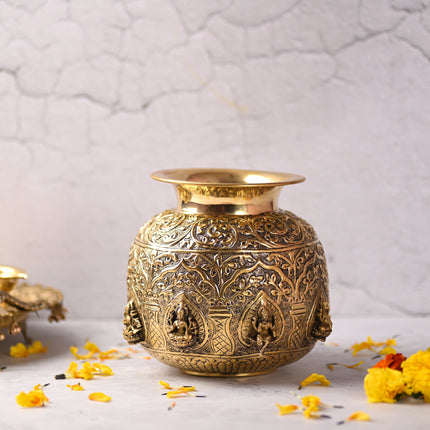 Brass Ashtalakshmi Kodam / Kalash (7 Inch)
