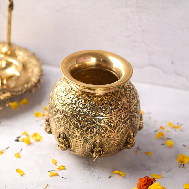 Brass Ashtalakshmi Kodam / Kalash (7 Inch)