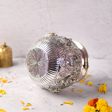 Brass Silver Plated Ashtalakshmi Kodam / Kalash (6 Inch)