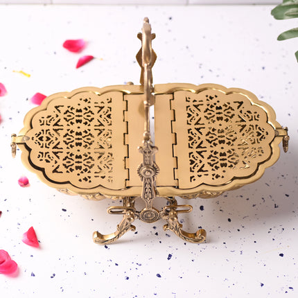 Brass Folding Serving Platter Biscuit Caddy Barrel Box (9.3 Inch)
