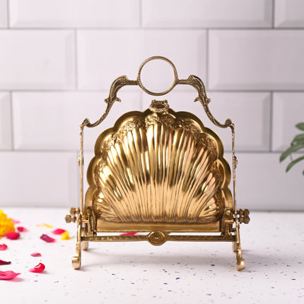 Brass Folding Serving Platter Biscuit Caddy Barrel Box (9.3 Inch)