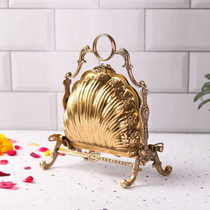 Brass Folding Serving Platter Biscuit Caddy Barrel Box (9.3 Inch)