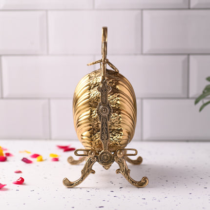 Brass Folding Serving Platter Biscuit Caddy Barrel Box (9.3 Inch)