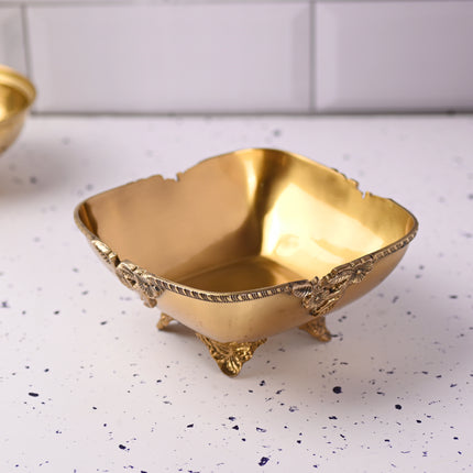 Brass Decorative Bowl With Handcrafted Floral Design (2.8 Inch)