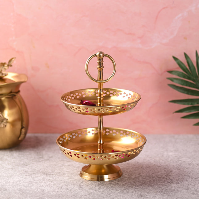 Brass 2 Tier Cake/Fruit Stand (11.5 Inch)
