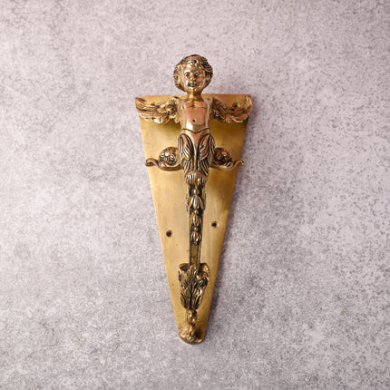 Brass Baby With Wings Door Handle With Base (12.5 Inch)