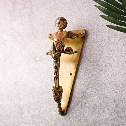 Brass Baby With Wings Door Handle With Base (12.5 Inch)
