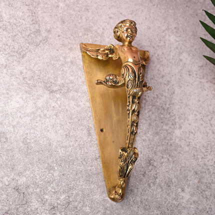 Brass Baby With Wings Door Handle With Base (12.5 Inch)