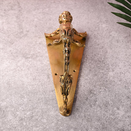 Brass Baby With Wings Door Handle With Base (12.5 Inch)