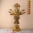 Brass Deep Lakshmi with Ten Arms (13.5 Inch)