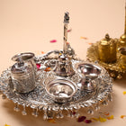 Brass Peacock Pooja Thali Set With Ghungroo (1 Kg)