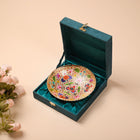 Brass Hand Painted Decorative Fruit Bowl With Velvet Box