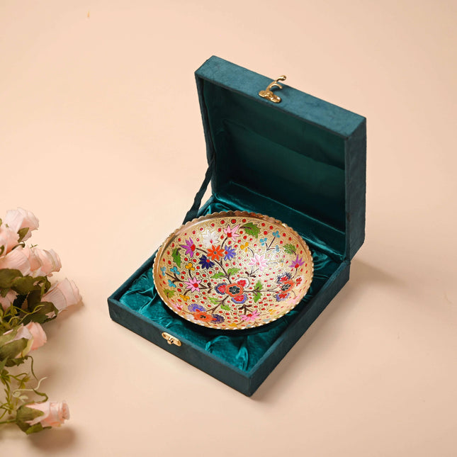 Brass Hand Painted Decorative Fruit Bowl (7.5 Inch)