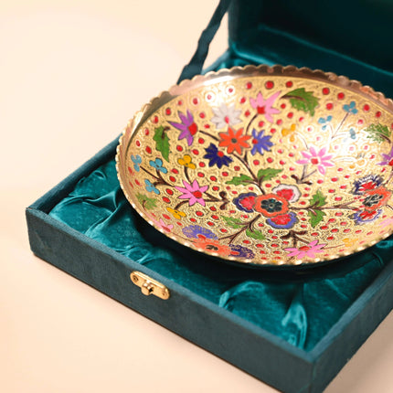 Brass Hand Painted Decorative Fruit Bowl (7.5 Inch)