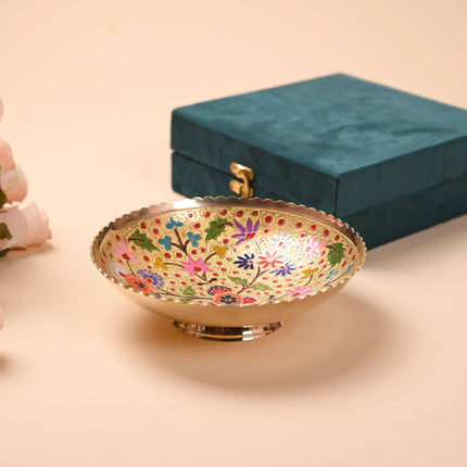 Brass Hand Painted Decorative Fruit Bowl (7.5 Inch)