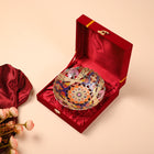 Brass Hand Painted Peacock Fruit Bowl With Velvet Box