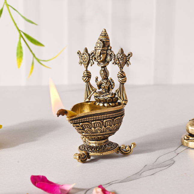 Brass Balaji Lakshmi Diya – Traditional Pooja Decor (2.9 Inch)