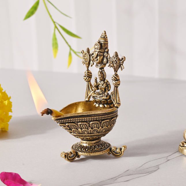 Brass Balaji Lakshmi Diya – Traditional Pooja Decor (2.9 Inch)